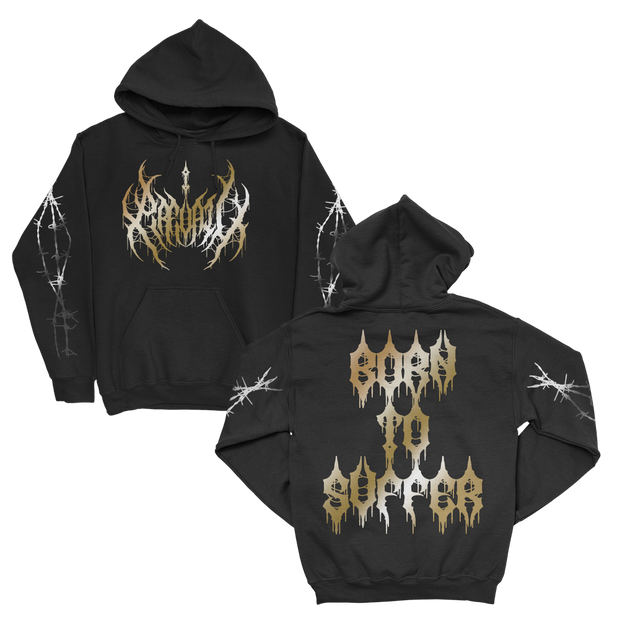 Born To Suffer Foil Print Pullover Hoodie (Black)